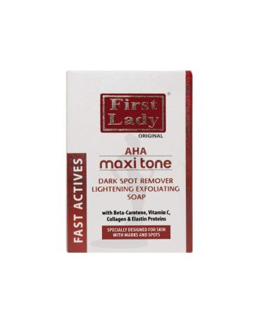 First Lady AHA Maxi Tone Dark Spot Remover Skin Lightening Exfoliating Soap 200g - with Beta-Carotene Vitamin C Collagen & Elastin Proteins
