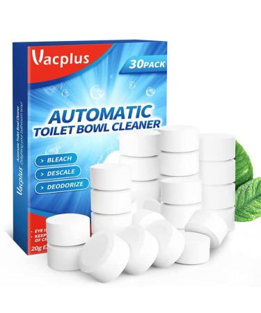 Vacplus Toilet Bowl Cleaners - 30 PACK - Automatic Toilet Bowl Cleaner Tablets for Deodorizing & Descaling, Long-Lasting Bleach Tablets for Toilet Tank Against Tough Stains 30 Count (Pack of 1)
