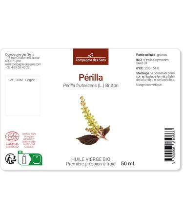 Perilla Organic Virgin Vegetable Oil Glass Bottle Cold Press 50 ml - Buy Online on GoSupps.com