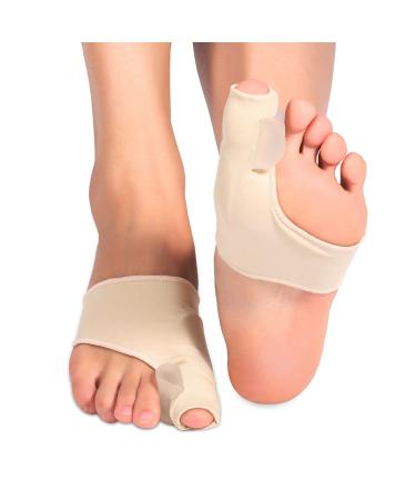 Bunion Corrector Toe Straightener 1 Pair Set Big Toe Splint Protectors Support Sleeve with Silicone Separators and Pad for Day and Night Use