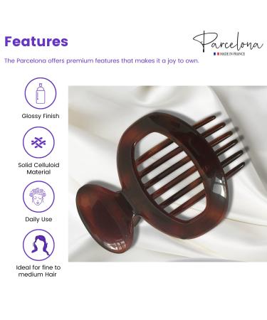 Parcelona French Duck Beak Oval Shell Brown 4 inch Celluloid Hair Claw Clip - Buy Online on GoSupps.com