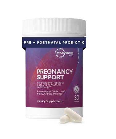 Microbiome Labs Pregnancy Support - Prenatal & Postpartum Probiotics for Women - Probiotic Supplements to Support Gut Health & A Balanced Vaginal Microbiome Through Breastfeeding (30 Capsules)
