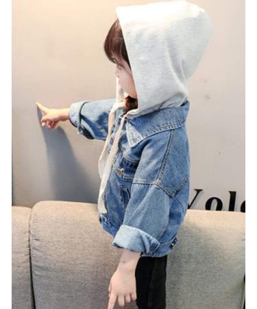 Odziezet Denim Hooded Jacket for Baby Boys | Long Sleeve Zipper Jean Coat | Spring Outfits 2-3 Years - Buy Online on GoSupps.com