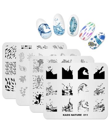 KADS Nail Art Stamp Plate Ocean Sea Mermaid Series Nail stamping plate Template Image Plate Nail Art DIY Decoration Tool T6