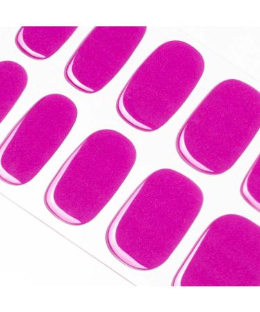 DANNI & TONI 28 Stickers Semi Cured Nail Wraps Soft Self-Adhesive Gel Nail Stickers Solid Colour(Pop of Purple) Fuchsia Salon-Quality Gel Nail Polish Strips Manicure Stickers Set Pop of Purple a