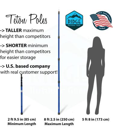 Ridge Outdoor Gear Adjustable Telescoping Tarp Tent Poles - Blue | 250cm | Portable & Collapsible for Camping - Buy Online on GoSupps.com