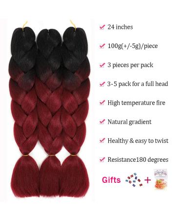Fanyu Ombre Braiding Hair - 24 Inch Pre-Stretched Synthetic Extensions - 3 Pack (High Temperature DB-B8) for Stunning Hairstyles - Buy Online on GoSupps.com