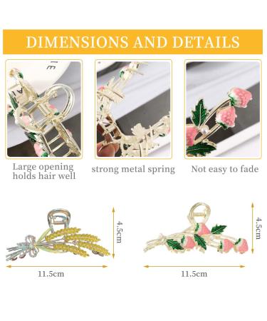 2-Piece Wheat & Strawberry Hair Clips - Stylish Large Metal Clips for Girls | International Shipping - Buy Online on GoSupps.com
