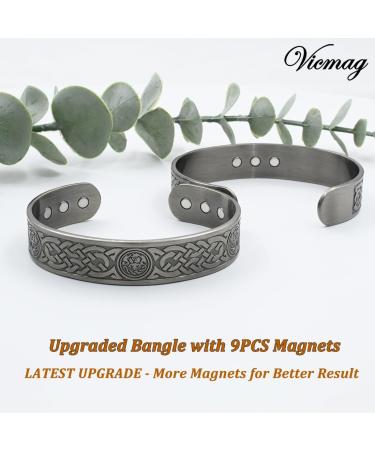 Vicmag Lymphatic Drainage Copper Bracelet for Men | 9X Ultra Strength Magnetic | 99.99% Pure Copper | Adjustable Size | Grey Celtic Knot 2 Design | Gift Box Included - Buy Online on GoSupps.com