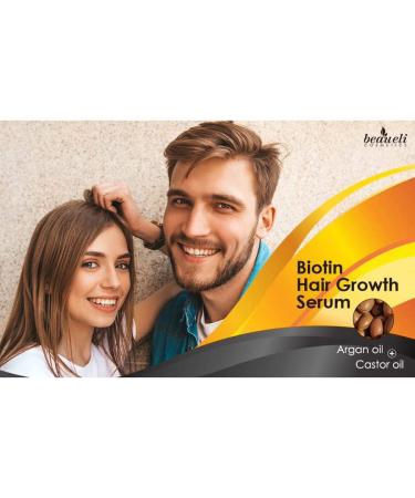Biotin Hair Growth Serum with Castor Oil & Argan Oil | Hair Loss Prevention Treatment for Men & Women | Beaueli - Buy Online on GoSupps.com