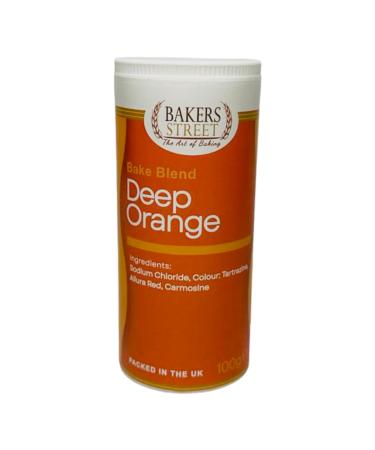 Bakers Street | Deep Orange Food Colour Powder 100g | Use on Cake Surfaces Decorations or Colour Sugarpaste Fondant Icing Chocolate Buttercream Royal Icing Macarons and More