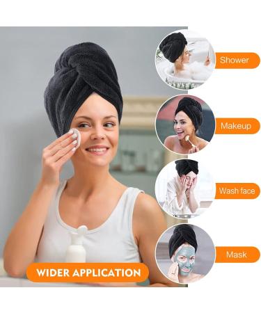 Buy Kinhwa Hairurban Microfiber Hair Turban Towel - Quick-Dry Super Absorbent 3 Pack Black with Buttons - Perfect for All Hair Types! - Buy Online on GoSupps.com