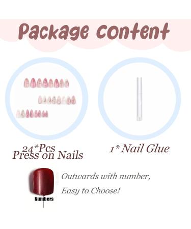 BABALAL Pink Almond Press on Nails - Medium Acrylic Nails with Flower Heart Charm Design - 24pcs Handmade False Nails ANI02 for Stunning Looks - Buy Online on GoSupps.com