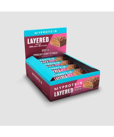 MyProtein Layered Bar - Birthday Cake 12 Bars Net Wt. 27.94 oz (792 g). Five layers of taste and indulgence. Each Bar weighs 2.33 oz (66g) and has 20 g protein and 3g sugar.