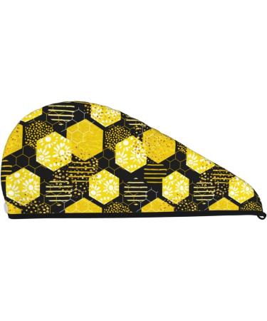 Geometric Bee Microfiber Hair Towel - Super Absorbent Coral Velvet Wrap for Women | Quick Dry for Long Curly & Thick Hair - Buy Online on GoSupps.com