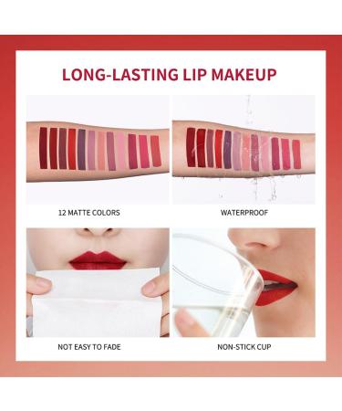 4 Colors Matte Lip Gloss Set | Long-Lasting Waterproof Velvet Lipstick | 24-Hour Lip Stain for Ladies - Buy Online on GoSupps.com