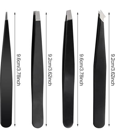Sularpek 4-Piece Professional Stainless Steel Eyebrow Tweezers Set with Leather Case - Ideal for Ingrown Hair, Eyebrow Plucking, and Facial Hair Removal - Women & Men - Buy Online on GoSupps.com
