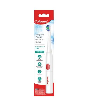 Colgate Pro Clinical 150 Battery Sonic Toothbrush Soft Thin Tipped Bristles Multi-Directional Brush Strokes single
