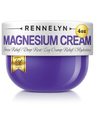 Magnesium Cream Leg Cramps: Soothing Lotion with Magnesium Glycinate Malate & Chloride Lavender 4 Ounce (Pack of 1)