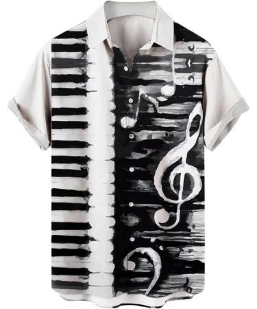 Men's Retro Bowling Shirt | 50s Rockabilly Vintage Beach Style | Bright Hawaii Camp Shirt Black | Relaxed Fit Short Sleeve - 3XL - Buy Online on GoSupps.com