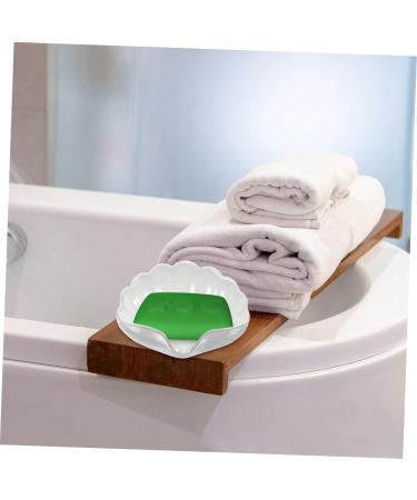 ETHZZLE Soap soap basket ceramic soap holder desktop Soap Container soap Pearlescent light luxury soap dish old fashioned sponge holder Scrubber modeling small ceramic dish White 13.80X10.00X7.00CM - Buy Online on GoSupps.com