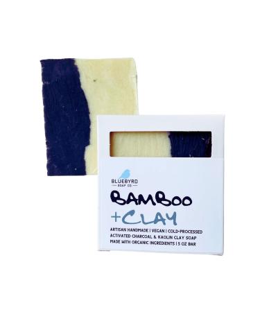 Bluebyrd Soap Co. Bamboo Clay Soap Bar | Activated Charcoal Detoxifying Bar Soap for Women | Vegan Cold Processed Soap | Kaolin Clay Prevents Acne Unclog Pores Eczema Psoriasis (ALLURE)