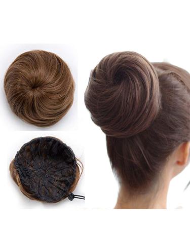 SEGO hairpiece bun updos hair tie hair extensions hair knot like real hair straight white brown