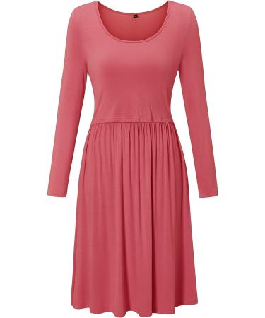 OUGES Womens V-Neck Floral Maternity Nursing Dress with Pockets - S Red - Buy Online on GoSupps.com