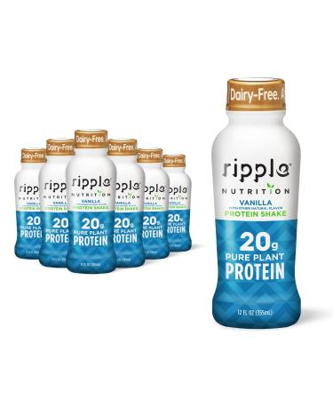 Ripple Vegan Protein Shake | Vanilla | 20g Nutritious Plant Based Pea Protein | Shelf Stable | No GMOs, Soy, Nut, Gluten, Lactose | 12 Oz, 12 Pack Vanilla 12 Fl Oz (Pack of 12)