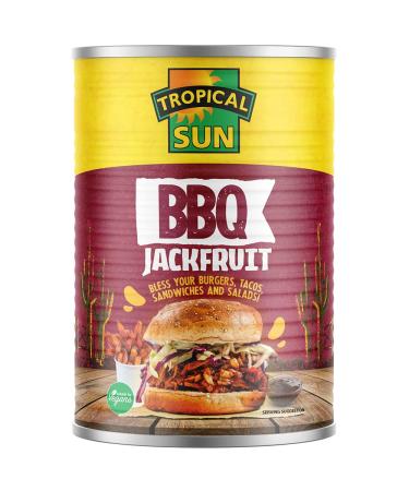 Tropical Sun Ready-to-Eat BBQ Jackfruit 400g (Pack of 1) | Vegan and Vegetarian Friendly. | Perfect in Burgers Tacos Burritos Sandwiches + more! BBQ 400 g (Pack of 1)