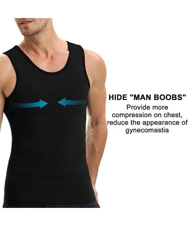 Men's Gynecomastia Compression Shirt - Slimming Body Shaper Tank Top | Tummy Control Undershirt - Black | X-Large - Buy Online on GoSupps.com