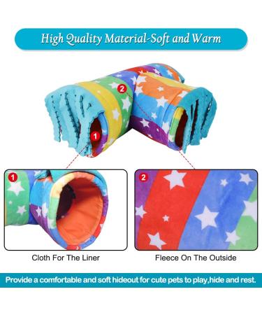 HOMEYA Pet Small Animal Tunnel with Fleece Forest Curtain - Hideout Play Tube for Guinea Pigs, Chinchillas, Hedgehogs, Rats, Sugar Glider - Rainbow, S-10.8 X 4.7 - Buy Online on GoSupps.com