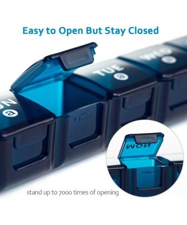 2-Pack 7 Day Large Pill Organizer for Travel - Jumbo Pill Boxes with Big Compartments - XL Medication Dispenser for Fish Oils & Vitamins - Blue-purple - Buy Online on GoSupps.com