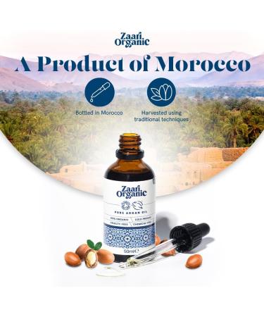 ZAARI ORGANIC Moroccan Argan Oil - Pure Cold-Pressed Oil for Face Skin Hair Nails - Natural Body Moisturiser Non-Greasy Serum for Wrinkles Dark Circles Age Spots Dryness Fine Lines - 50ml - Buy Online on GoSupps.com