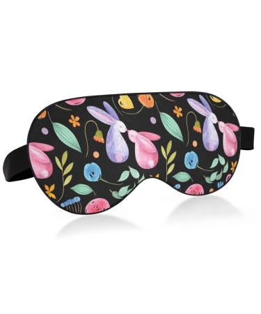 Haskirky Light Blocking Eye Mask Breathable and Adjustable Adult Men and Women Travel on Business Trips Yoga Meditation Light Smooth Comfortable Eye Mask Office Deep Sleep Goodies Easter Rabbit Flo