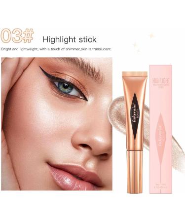 Highlighter Stick | Cheek Liquid Makeup Versatile Highlighter Makeup Stick Adds Shimmer Blends Effortlessly Highlighter Contouring for Cheeks Littryee High Gloss Liquid 03# - Buy Online on GoSupps.com