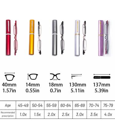 Buy Mini Metal Reading Glasses - Blue Light Blocking Compact Readers 1.75X - Lightweight Portable with Pen Clip - Purple - International Shipping Available - Buy Online on GoSupps.com