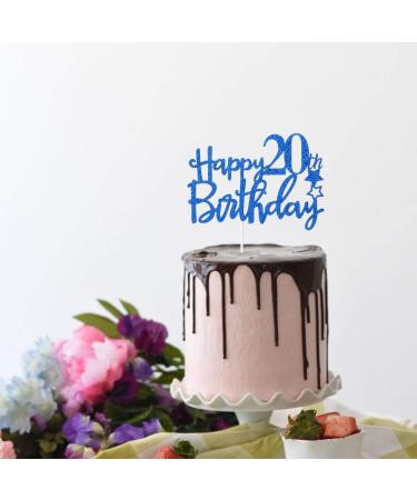Tenhaisi Gilttery Navy Blue Happy 20th Birthday Cake Topper Cake Topper for 20th Birthday - Happy 20th Cake Topper Fabulous 20th Birthday Decoration - Buy Online on GoSupps.com