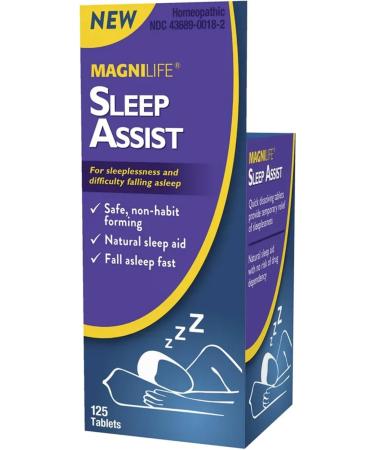 MagniLife Sleep Aid, Homeopathic, Melatonin-Free Sleep Assist Tablets, 125 Count, Natural, Non-Habit Forming, Helps with Sleeplessness and Trouble Falling Asleep, Dissolves Quickly, Fast Acting - Buy Online on GoSupps.com