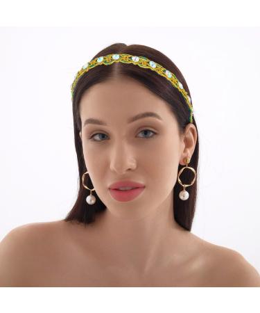 Women Rhinestone Glitter Hairband Sparkly Green Crystal Hairband Fashion Holiday Anniversary Birthday Gift for Girls Woman - Buy Online on GoSupps.com