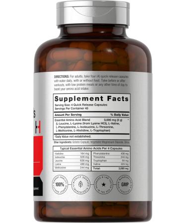 Horb ach Essential Amino Acids Supplement | 180 Capsules | BCAAs | Non-GMO & Gluten Free EAA | International Shipping Available - Buy Online on GoSupps.com