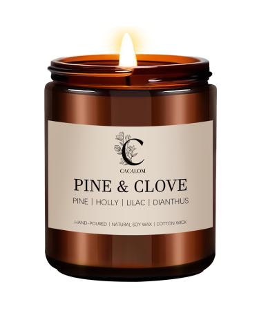 Pine & Clove Scented Candles Long Lasting Burn Candle for Home Scented Hand Poured Soy Wax Candles for Women and Men 7oz