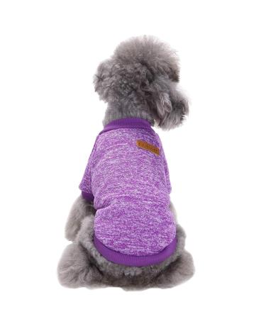 CHBORLESS Pet Dog Classic Knitwear Sweater Warm Winter Puppy Pet Coat Soft Sweater Clothing for Small Dogs (M, Purple) Medium Purple