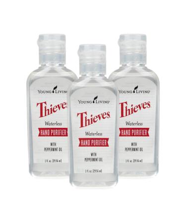 Young Living Thieves Waterless Hand Purifier - Effective and Convenient - 3 Pack of 1 fl oz - Clean Hands Anytime Anywhere - Leaves Hands Soft - Convenient Carry 1 Fl Oz (Pack of 3)