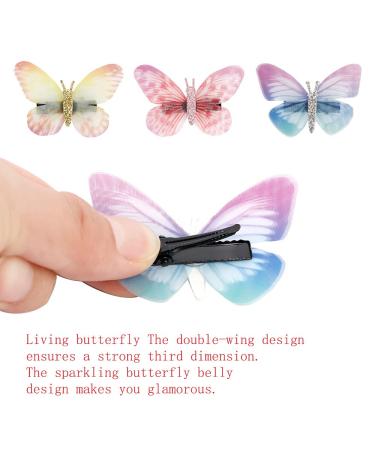 Glitter Butterfly Hair Clips - 12 Pack 3D Sparkle Hair Accessories for Girls & Women | International Shipping Available - Buy Online on GoSupps.com