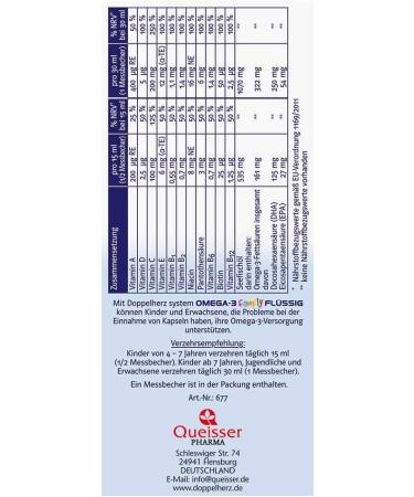 Doppelherz Omega-3 Family Liquid - Supports Brain Function & Immune System | 250mg DHA - 500ml (2 x 250ml) - International Shipping Available - Buy Online on GoSupps.com