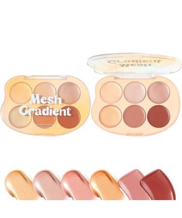 Manolyee Blush and Highlighter Palette 6 Shades Bronzer and Highlighter Face Palette | Waterproof Cream Cosmetic Kit for Natural Glow Face and Body for Evening