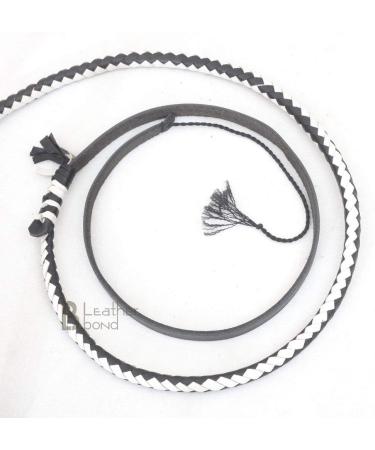 Genuine Cow Hide Leather Bullwhip 10ft 12 Plait - Black & White - Buy Online on GoSupps.com