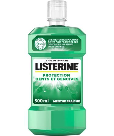 Listerine - Bain de Bouche Protection Dents et Gencives Menthe Fra che (bouteille de 500 ml) Bain de bouche quotidien pour une haleine fra che Soin bucco-dentaire protecteur