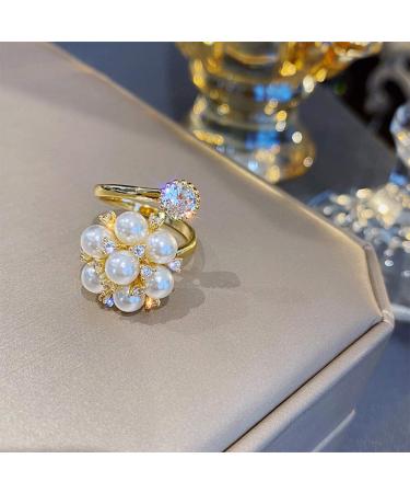 Bridal Pearl Flower Knuckle Ring | Adjustable Crystal Wedding Jewelry - Buy Online on GoSupps.com